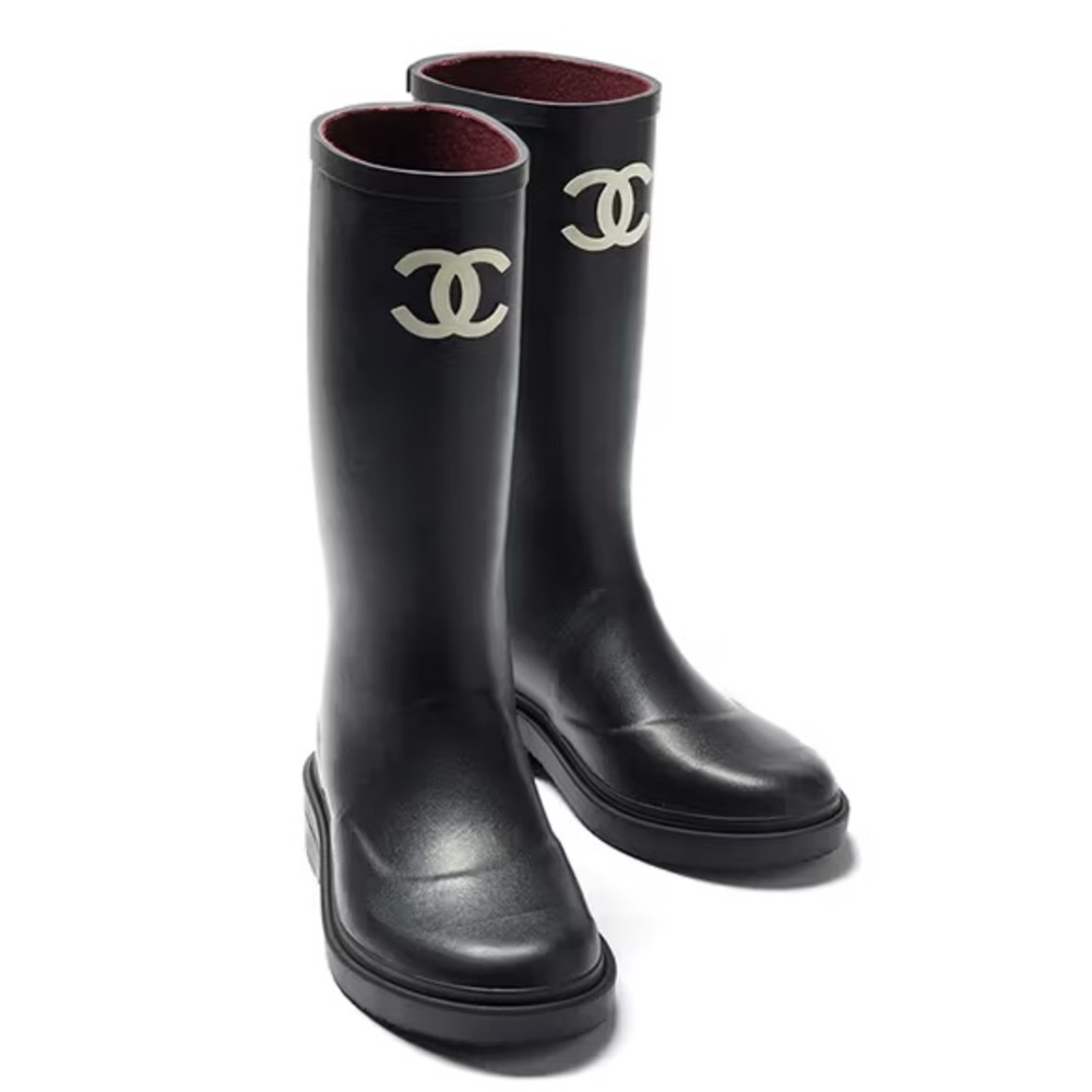 authentic fleece-lined minimalist winter rain boots with white cc logo